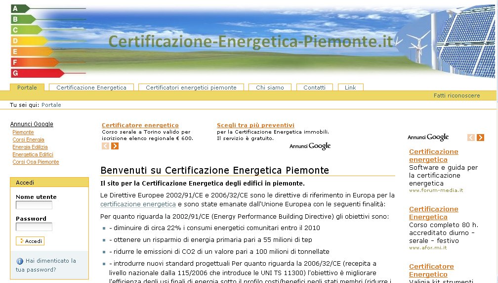 Certificazione Energetica Piemonte