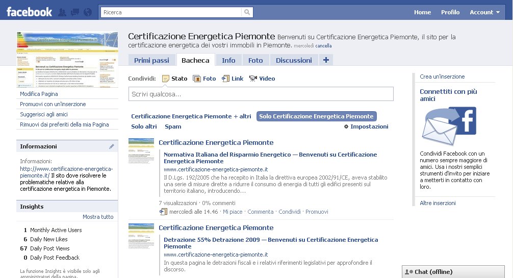 Pagina Facebook Certificazione Energetica Piemonte