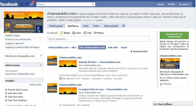 Pagina Facebook Chiama Subito - big