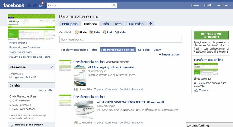 Pagina Facebook Parafarmacia on line - big