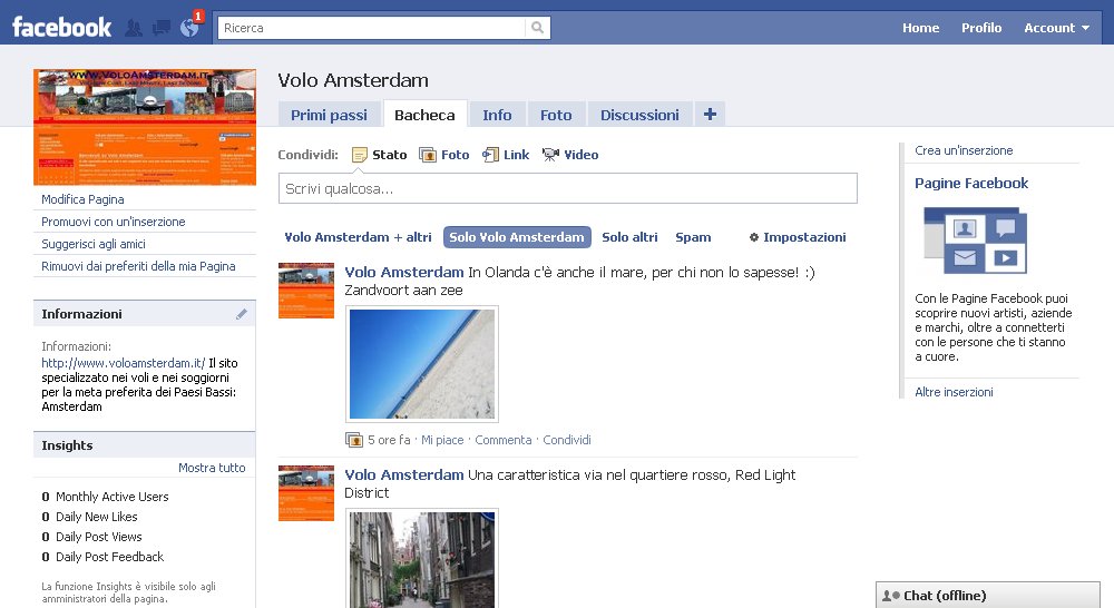 Pagina Facebook Volo Amsterdam